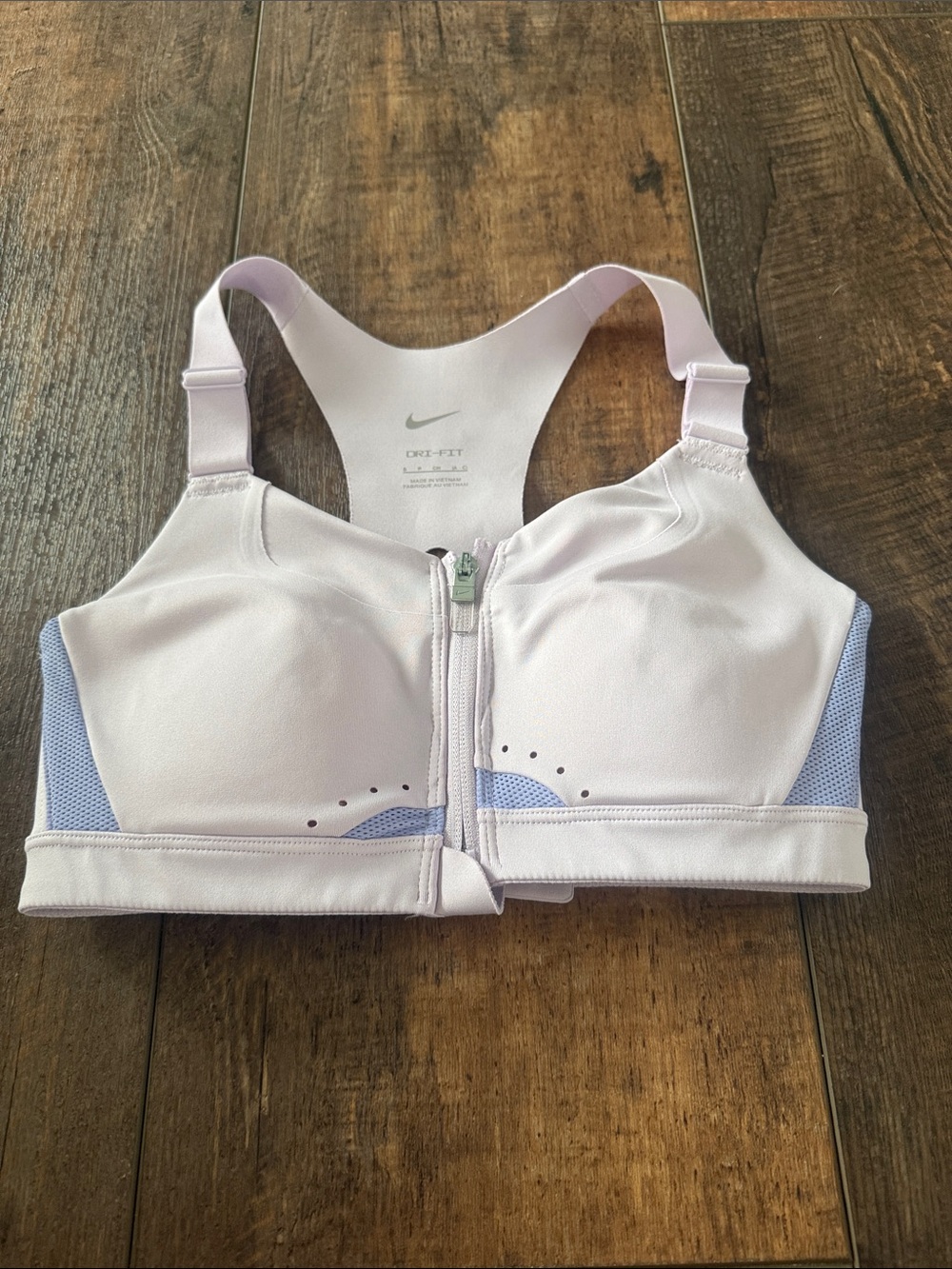 Nike Lavender Front-Zip Racerback Sports Bra